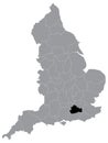 Location Map of Surrey Ceremonial County Lieutenancy Area