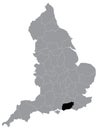 Location Map of West Sussex Ceremonial County Lieutenancy Area