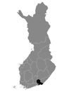 Location Map of Region Kymenlaakso Royalty Free Stock Photo
