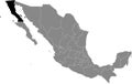 Location map of Baja California state Royalty Free Stock Photo