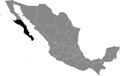 Location map of Baja California Sur state Royalty Free Stock Photo