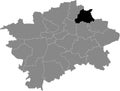 Location map of the Praha 19 municipal dictrict of Prague, Czech Republic