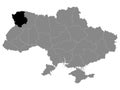 Location Map of Volyn Region Oblast Royalty Free Stock Photo