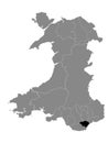 Location Map of Cardiff County Royalty Free Stock Photo