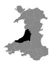 Location Map of Ceredigion County Royalty Free Stock Photo