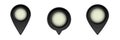 Black location markers with circular centers displayed in minimalist design