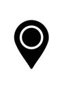 Black location pin icon against a white background, featuring a Royalty Free Stock Photo