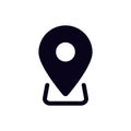Black location pin icon with simple clean design
