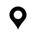 Black location pin icon with white center symbolizing map marker and navigation