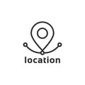 Black location pin thin line icon
