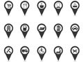 Black location place gps pin icons set