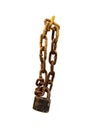 Black lock chain fastens metal industrial box isolated Royalty Free Stock Photo