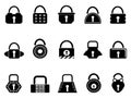 Black lock icons set