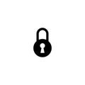 Black lock with key hole icon. Padlock symbol isolated on white. Flat vector illustration