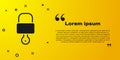 Black Lock and key icon isolated on yellow background. Padlock sign. Security, safety, protection, privacy concept Royalty Free Stock Photo