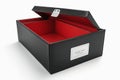 Black with locking leather storage box open,Generative AI Royalty Free Stock Photo