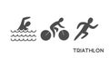 Black logo triathlon and figures triathletes