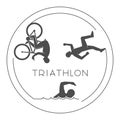 Black logo triathlon. Vector figures triathletes.