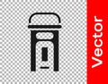 Black London phone booth icon isolated on transparent background. Classic english booth phone in london. English Royalty Free Stock Photo