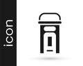 Black London phone booth icon isolated on white background. Classic english booth phone in london. English telephone Royalty Free Stock Photo