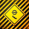 Black London Underground Icon Isolated On Yellow Background. Warning Sign. Vector