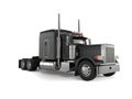 Black long haul semi - trailer big truck Royalty Free Stock Photo