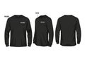 Black long sleeve hoodie with slogo on front and sleeve Royalty Free Stock Photo