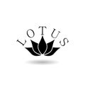 Black Lotus flower icon with shadow Royalty Free Stock Photo