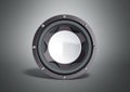 Black loudspeaker 3d render on grey background