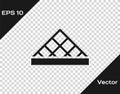 Black Louvre glass pyramid icon isolated on transparent background. Louvre museum. Vector