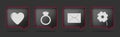 Black love badge icons