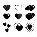 black Love Heart Symbol Icons. isolated on white background and easy editable. Royalty Free Stock Photo