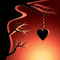 Black love tree with hearts