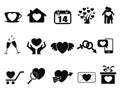 Black Love valentine day icons set