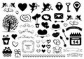 Black Love valentine day icons set. Vector illustration Royalty Free Stock Photo