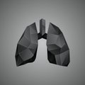 Black low poly human lungs on a gray background. Royalty Free Stock Photo