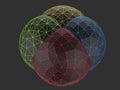 Black low poly spheres - red, green yellow and blue Royalty Free Stock Photo
