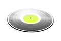 Black LP record with green label isolated on white closeup Royalty Free Stock Photo