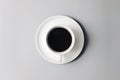 Black lungo in white cup and plate Royalty Free Stock Photo