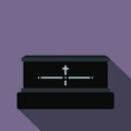 Black luxury coffin flat icon