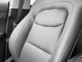 Black luxury modern car Interior. Detail of modern car interior. Part of black leather seats with red stitching in expensive car Royalty Free Stock Photo