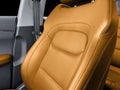 Black luxury modern car Interior. Detail of modern car interior. Part of black leather seats with red stitching in expensive car Royalty Free Stock Photo