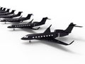 Black luxury private jet fleet