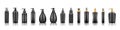 Black luxury pump bottle mockups: serum, moisturizer, lotion, soap, cream, sanitizer