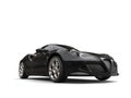 Black luxury sports car - low angle front view Royalty Free Stock Photo