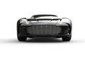 Black luxury sports car on white background. Front view.