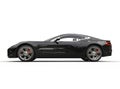 Black luxury sports car on white background - side view