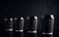 Black luxury take away paper cups set mirrored