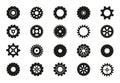 Black machine gears set. Transmission cog wheels and gear icons isolated on white background. Cogwheels and cogs Royalty Free Stock Photo