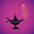 Black magic aladin miracle lamp make a wish Royalty Free Stock Photo